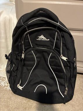 High Sierra Black Backpack with White Piping